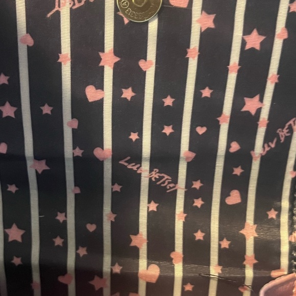 Betsey Johnson Crossbody Cellphone Purse 8X5 Pink Signature Design Black Inside - Picture 2 of 5